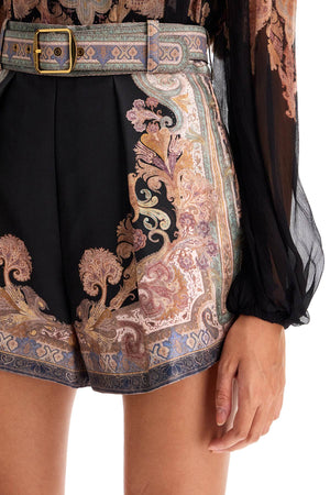 ZIMMERMANN Silk Illustration Printed Mini Shorts