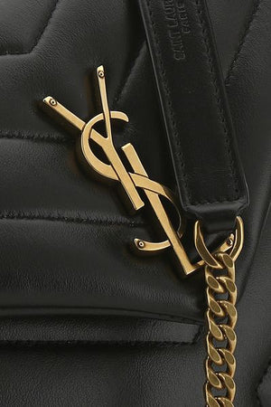 SAINT LAURENT LouLou Mini Shoulder Bag in Crema Soft with Quilted Raffia - Women's Fall/Winter Collection