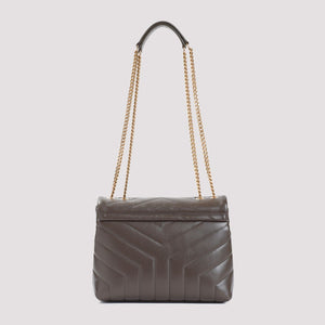 SAINT LAURENT LouLou Mini Shoulder Bag in Crema Soft with Quilted Raffia - Women's Fall/Winter Collection