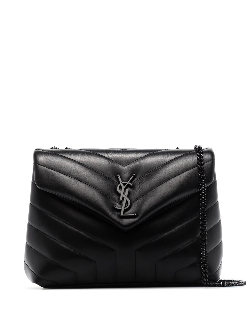 SAINT LAURENT Mini Black Leather Crossbody Handbag with Logo