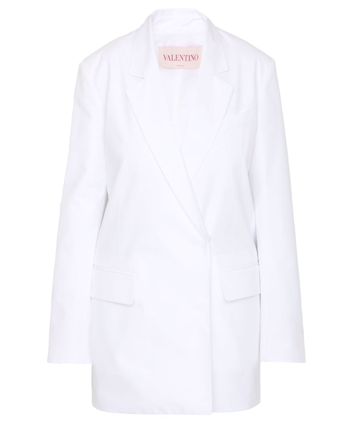 VALENTINO GARAVANI Double-Breasted White Cotton Jacket, Regular Fit for Women