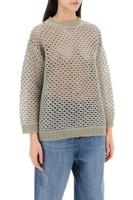 VALENTINO GARAVANI Feminine Mesh Knit Pullover with Sequin Embellishments