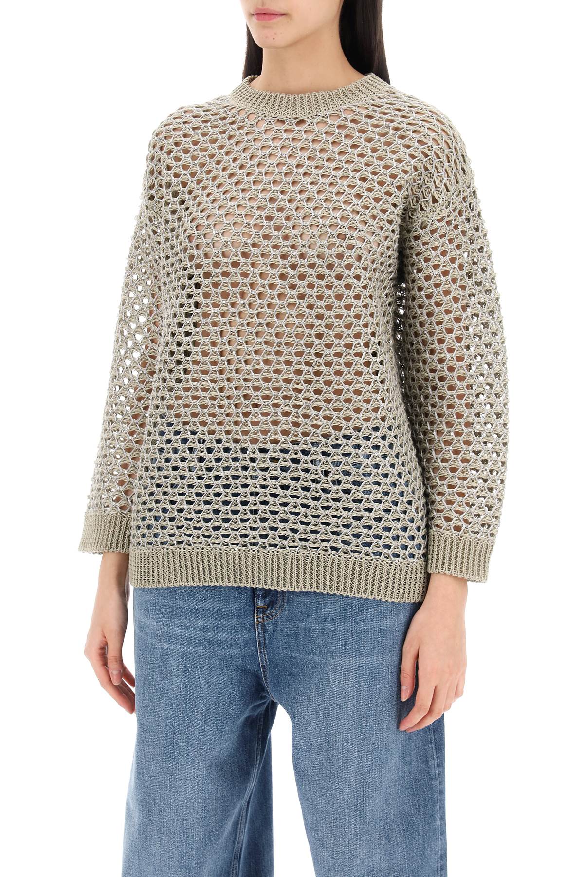 VALENTINO GARAVANI Feminine Mesh Knit Pullover with Sequin Embellishments