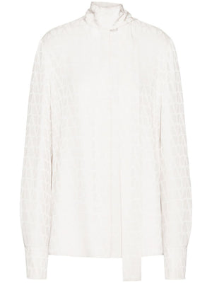 VALENTINO GARAVANI Silk Jacquard Shirt in Nude & Neutrals for Women