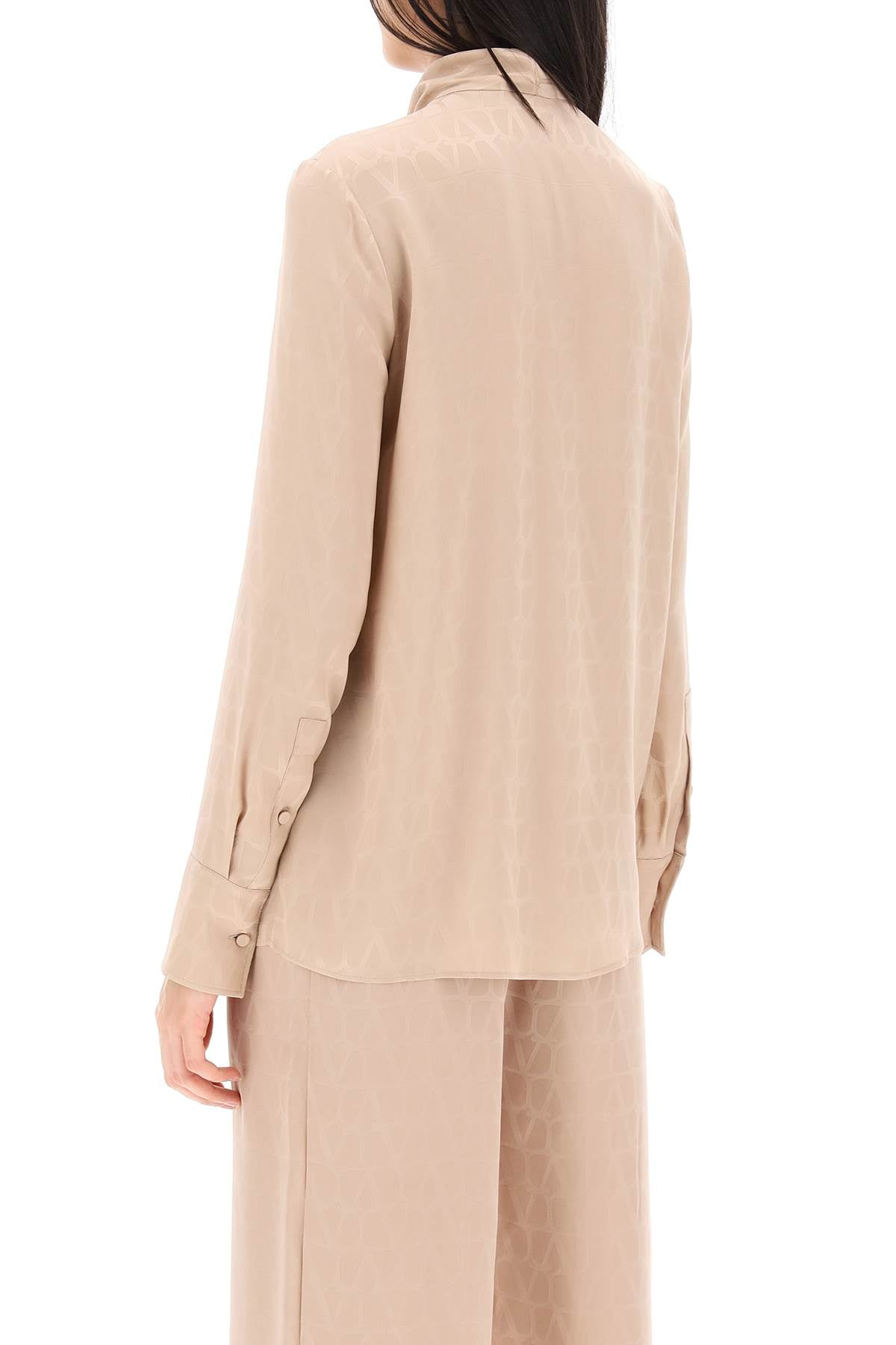 VALENTINO GARAVANI Silk Jacquard Shirt in Nude & Neutrals for Women