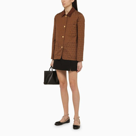 VALENTINO Chic Brown Cotton Blend Iconographe Jacket