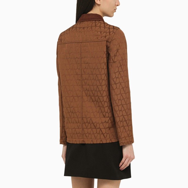 VALENTINO Chic Brown Cotton Blend Iconographe Jacket