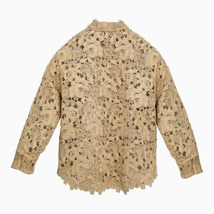 VALENTINO Elegant Beige Floral Perforated Shirt Jacket