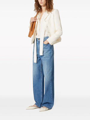 VALENTINO Blue Cotton Denim Pants for Women | SS24 Collection