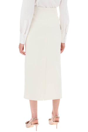 VALENTINO GARAVANI White Compact Drap Midi Skirt for Women - SS24 Collection