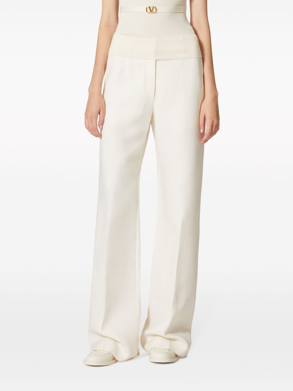 VALENTINO GARAVANI Cream Crepe Couture Trousers for Women - SS24