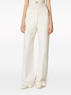 VALENTINO GARAVANI Cream Crepe Couture Trousers for Women - SS24