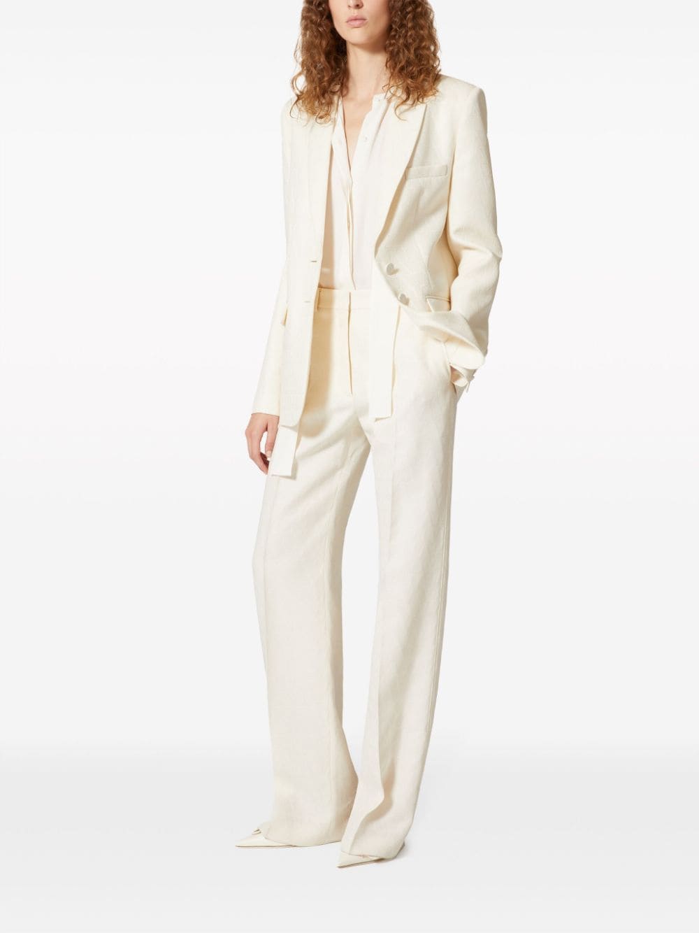 VALENTINO GARAVANI Iconic Ivory Jacquard Trousers for Women