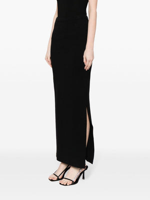 ALEXANDER WANG Black Maxi Skirt with Side Slit for Women in SS24