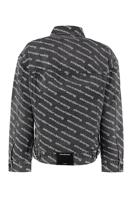 Áo Khoác Jean In Họa Tiết Logo Toàn Thân, Cổ Điển, 100% Cotton