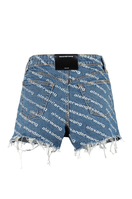 ALEXANDER WANG Chic Logo Print Mini Denim Shorts