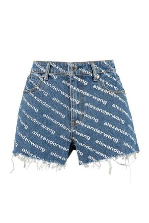 ALEXANDER WANG Chic Logo Print Mini Denim Shorts