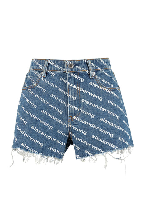 ALEXANDER WANG Chic Logo Print Mini Denim Shorts