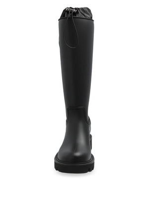 MONCLER High-Top Drawstring Rain Boots, 4cm Sole