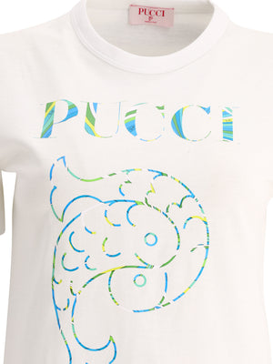 EMILIO PUCCI Elegant White Cotton Logo Tee