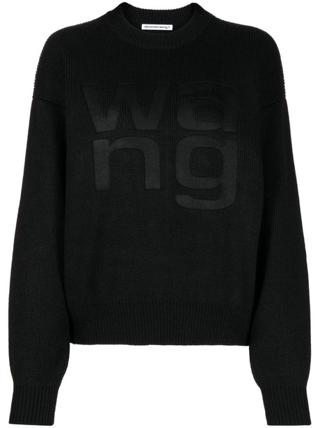 ALEXANDER WANG Black Wang Logo Jumper for Women in FW23 Collection