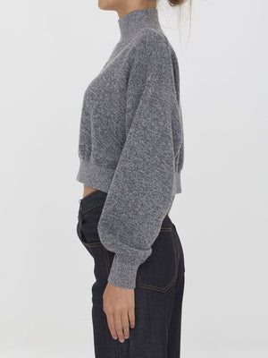 ALEXANDER WANG Cropped High-Neck Sweater with Embossed Logo