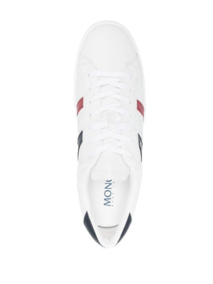 MONCLER White Leather Trainers for Men with Red and Blue Accents and Logo Detail