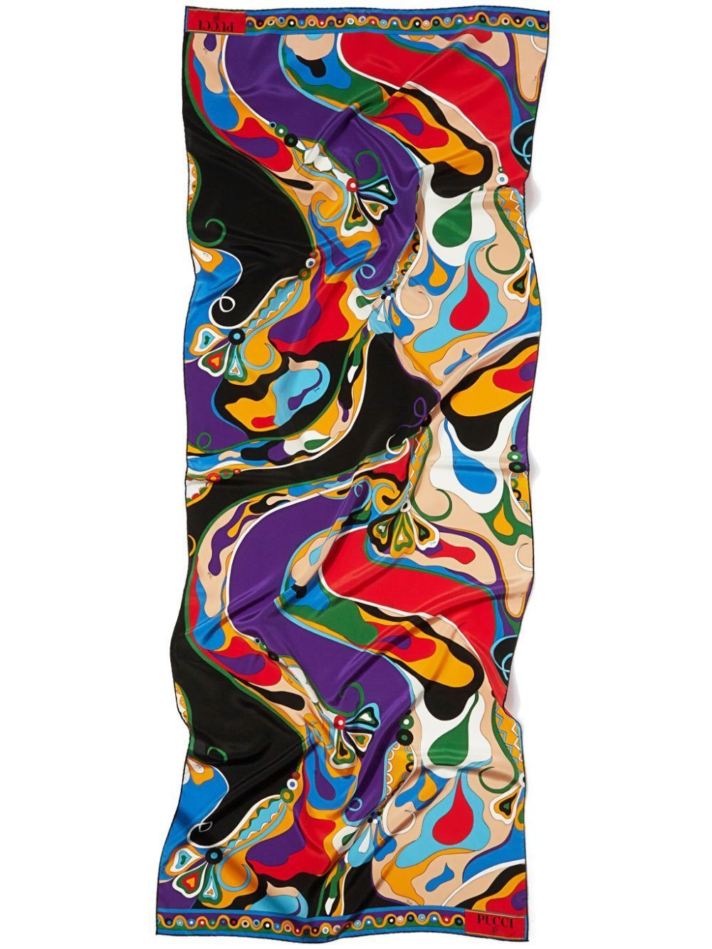 EMILIO PUCCI Multi-Colored Silk Scarf with Orchid Print