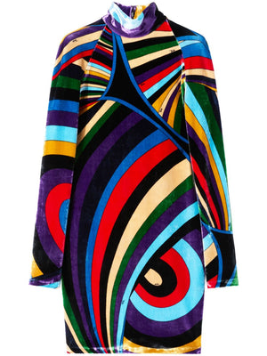 EMILIO PUCCI Geometric Print Velvet Mini Dress