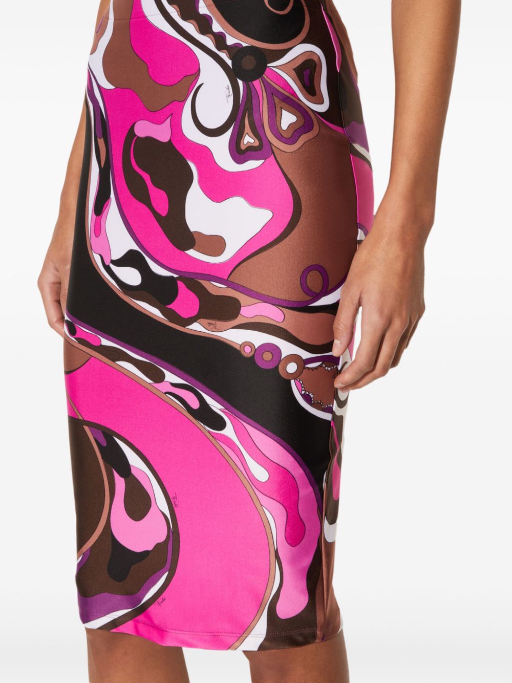 EMILIO PUCCI Unique Graphic Print High-Waisted Midi Skirt