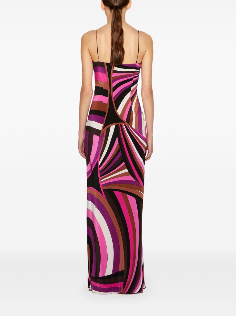 EMILIO PUCCI Floor-Length A-Line Silk Dress with Abstract Print