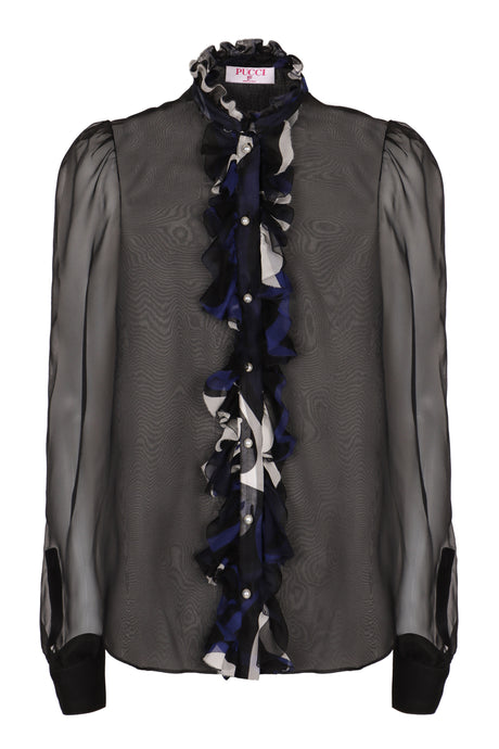 EMILIO PUCCI Chic Silk Shirt with Front Ruffles for Women