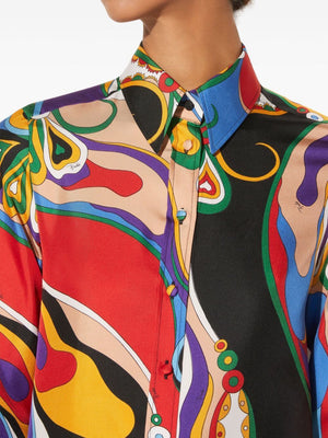 EMILIO PUCCI Silk Twill Shirt with Orchid Print