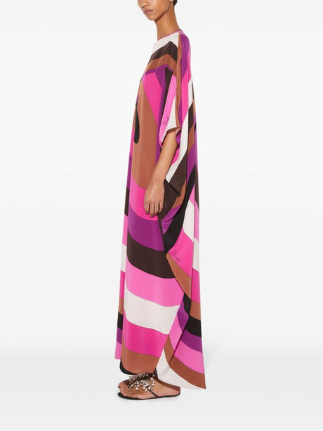 EMILIO PUCCI Floor-Length Silk Kaftan with Abstract Print