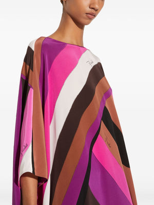 EMILIO PUCCI Floor-Length Silk Kaftan with Abstract Print