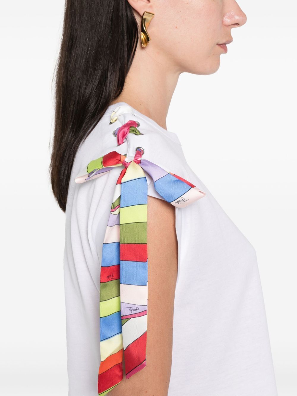 EMILIO PUCCI Tie Detail Cotton T-Shirt for Women - Fall/Winter 2024