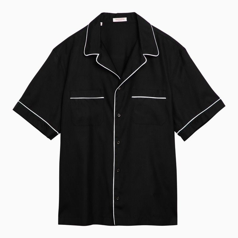 VALENTINO Luxury Black Silk Bowling Shirt