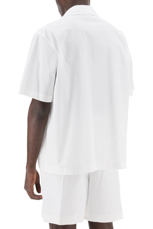 VALENTINO GARAVANI Men's White V-Neck Bowling Shirt for SS24