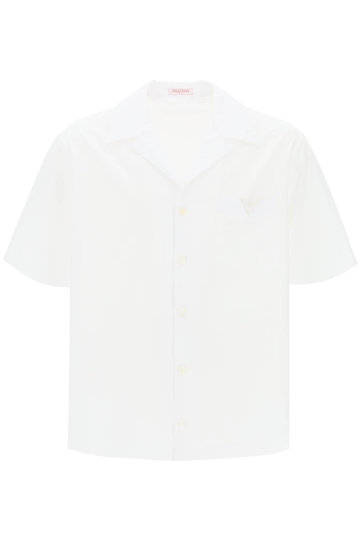 VALENTINO GARAVANI Men's White V-Neck Bowling Shirt for SS24