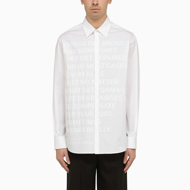 VALENTINO Elegant White Cotton Dress Shirt with Subtle Print