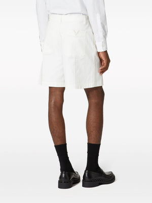 VALENTINO White V-Detail Cotton Shorts for Men