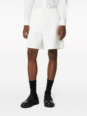 VALENTINO White V-Detail Cotton Shorts for Men