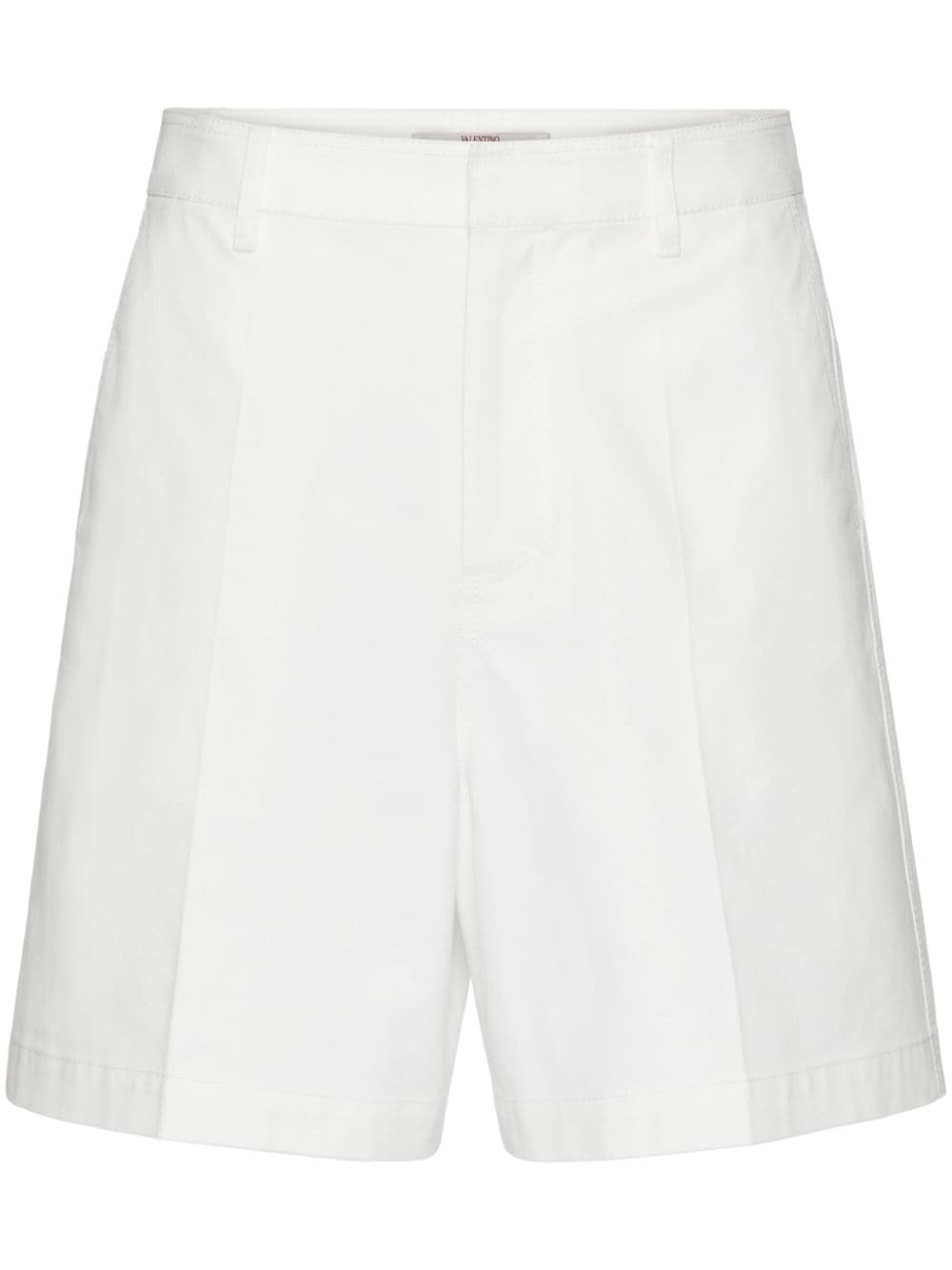 VALENTINO White V-Detail Cotton Shorts for Men