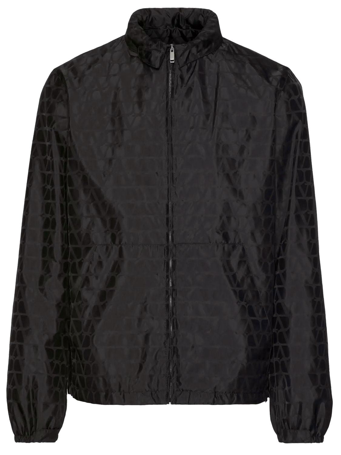 VALENTINO Stylish Black Nylon Jacket with Logo Design for Men