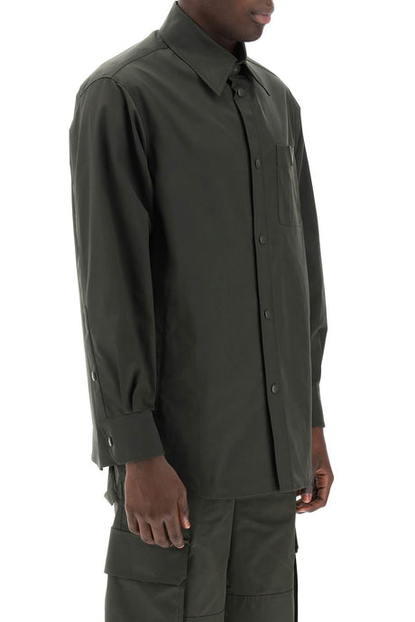 VALENTINO GARAVANI Loose Fit Khaki Overshirt in Stretch Nylon for Men - SS24 Collection