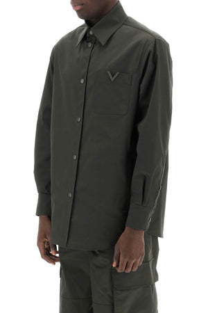 VALENTINO GARAVANI Loose Fit Khaki Overshirt in Stretch Nylon for Men - SS24 Collection