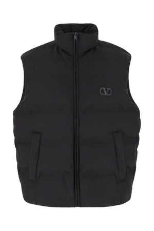 VALENTINO Men's Nero Signature V-Logo Vest for SS24