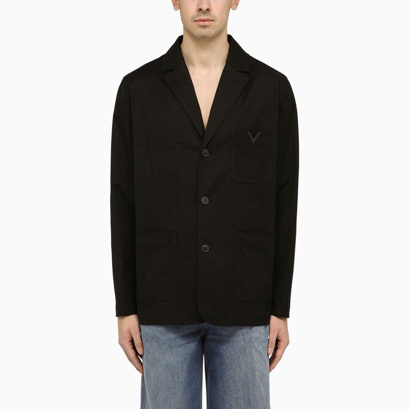 VALENTINO Elegant Black Single-Breasted Jacket with Signature Detail