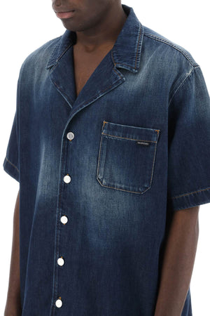 VALENTINO Men's Lightweight Dark Wash Denim Shirt for SS24