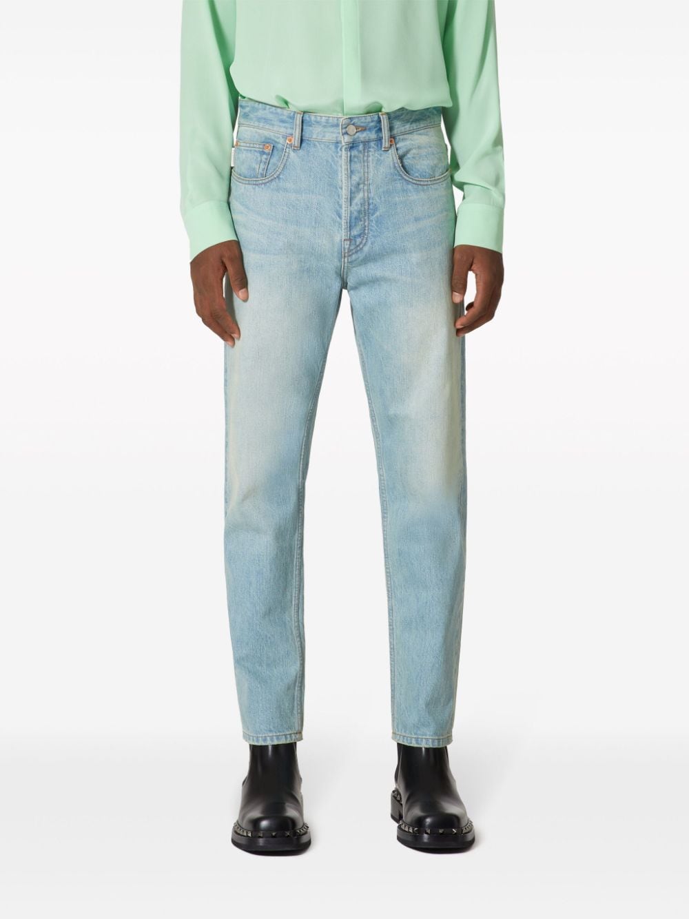 VALENTINO Mid-Rise Tapered Leg Denim Jeans